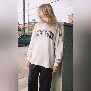 John Galt by Brandy Melville Beige New York Long Sleeve Shirt